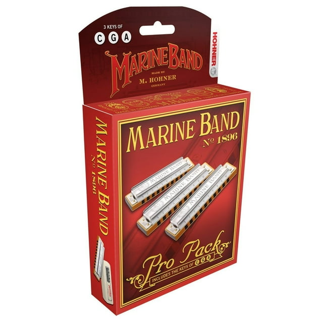 Harmonicas Hohner Marine Band 1896 Pro Pack, 3 piezas, diatónicas