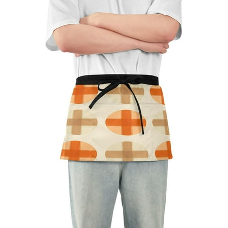 

Yayeee Waist Apron with Pockets for Cooking Waterproof Half Server Aprons Beige Geometric Pattern