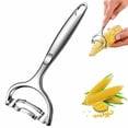 thumbnail image 1 of Oleegame 1PC Vegetable Peeler Stainless Steel Stainless Corn Planner Latest Stainless Corn Slicer Quick Corn Cob Separator Corn Kernel Remover Tool Quick Corn Cob Cutter Kitchen Gadget Silver, 1 of 8