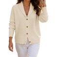 thumbnail image 2 of TGSLY Women's Shawl Collar Sweater Soft Smooth V Neck Button Down Long Sleeve Knit Cardigan Oversize Casual Solid Color Fall Winter Outerwear S, 2 of 6