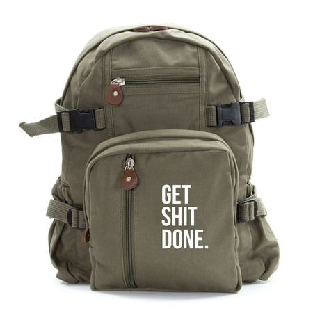 Get Sh*t Done Text Army Sport Heavyweight Canvas Backpack (Best Place To Get Backpacks)
