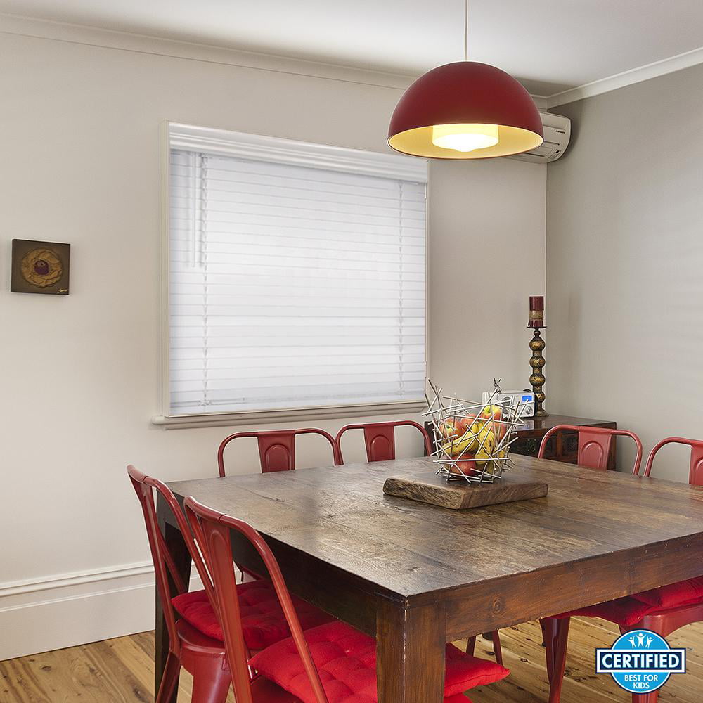 Premium Faux Wood Blind PRE CUT Home Decorators White Cordless 2-1/2 in 