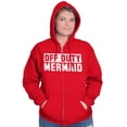 thumbnail image 3 of Off Duty Mermaid Funny Beach Swim Womens Plus Size Graphic Zipper Hoodie Brisco Brands 5X, 3 of 5