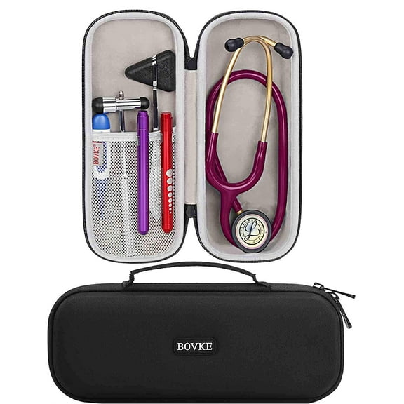 BOVKE Stethoscope Case for 3M Littmann Classic III Monitoring, Lightweight II S.E, Cardiology IV Diagnostic Stethoscopes - Extra Room fits Pen Light Scissors Pulse Oximeter Nurse Accessories, Black