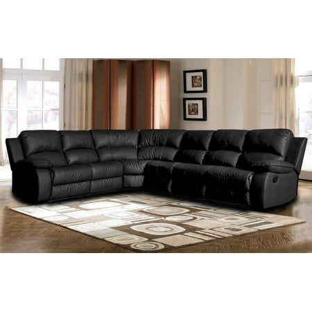 Classic Oversize and Overstuffed Corner Bonded Leather Sectional with 2 Reclining (Best Leather Sectional Brands)