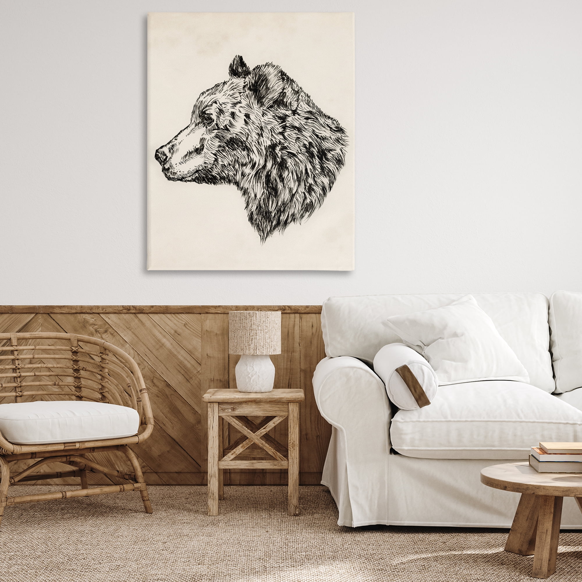 Stupell Industries Woodland Bear Drawing Animals & Insects Drawing Gallery Wrapped Canvas Art Print Wall Art, 36 x 48