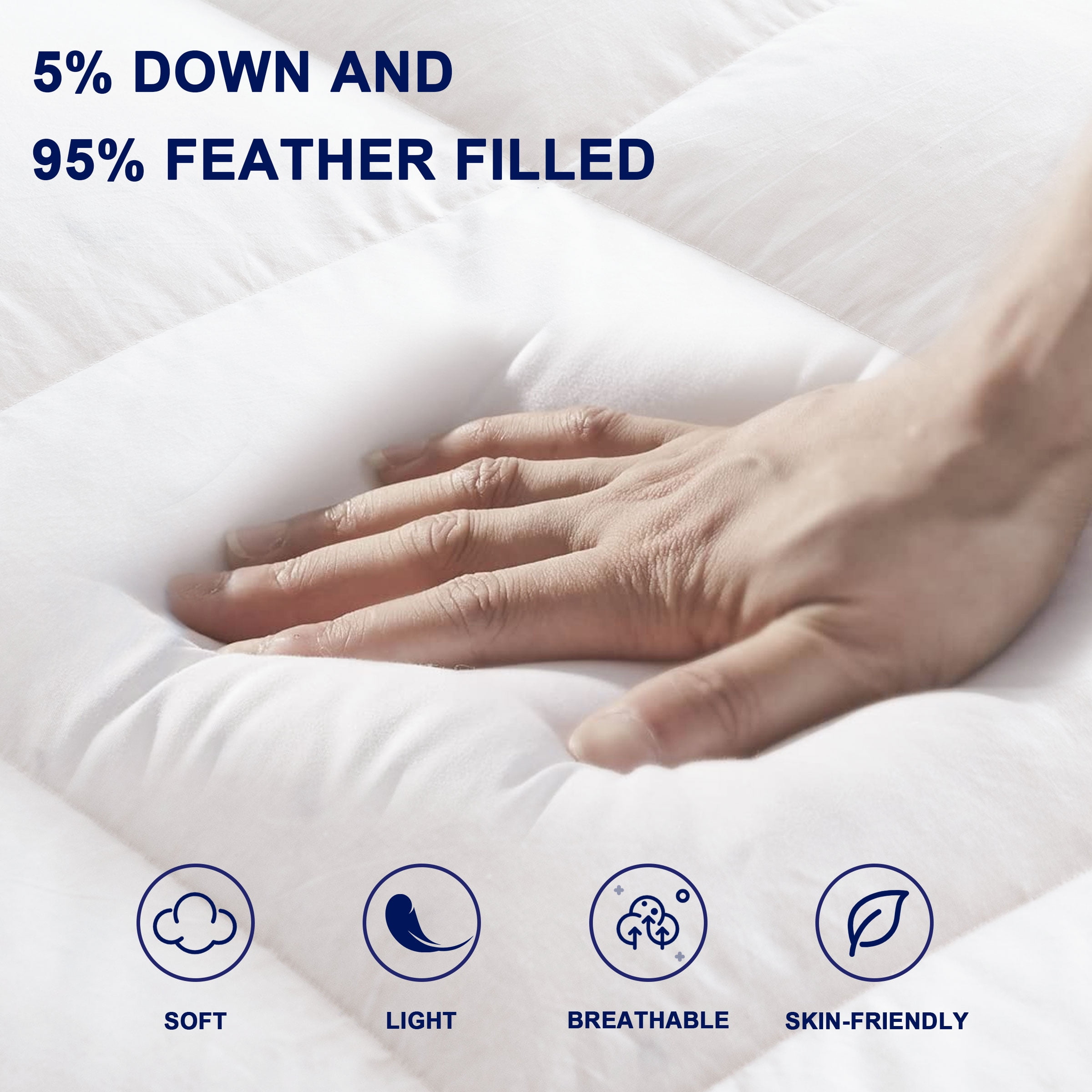 Subrtex Feather Bed Mattress Topper 2 inch Down Alternative Pad, Queen