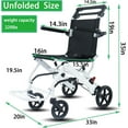 thumbnail image 3 of Portable Folding Transport Wheelchair, Travel assistive wheelchair Only Weight 16Lbs Support 200Lbs, White, 3 of 6