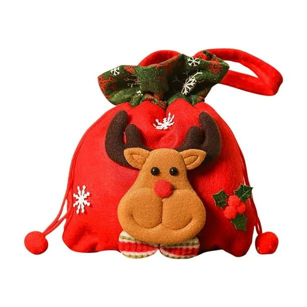 Fiudx Bolsa de Regalo Navideña, de Tela, Reutilizable y Lavable, con Diseño Decorativo de Bendición, Perfecta para Fiestas, Decoración Del Hogar, Solución de Almacenamiento Festivo, 1 Pieza
