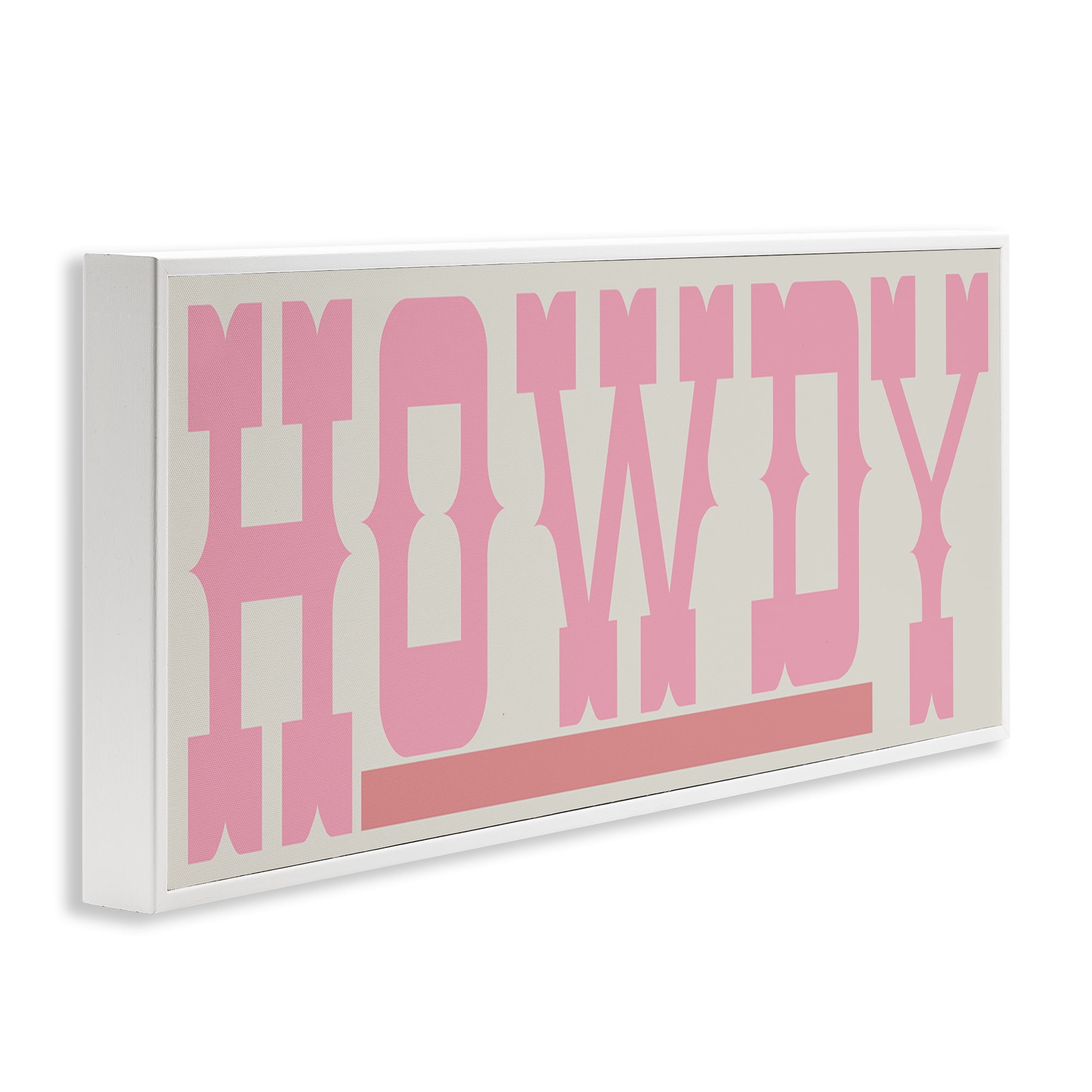 Stupell Industries Howdy Pink Text Typography Painting White Framed Art Print Wall Art, 24 x 10