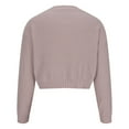 thumbnail image 6 of Herrnalise Women's Cable Cropped Sweater Long Sleeve Crewneck Pullover Knit Jumper Top Pink,M, 6 of 6