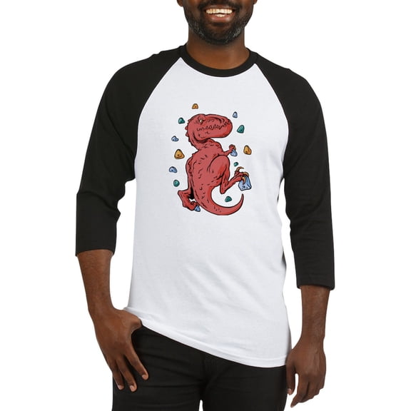 CafePress - Trex Indoor Rock Climbing Baseball Jersey - Cotton Baseball Jersey, 3/4 Raglan Sleeve Shirt