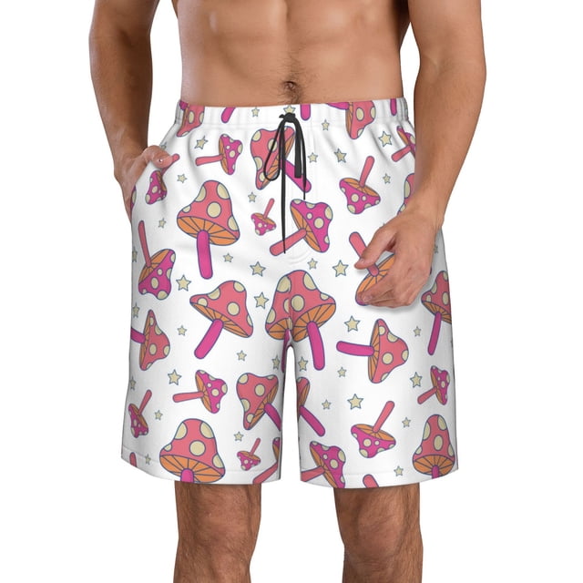 Fotbe Purple Mushroom Trajes de Baño Estampados para Hombre, Shorts de Verano de Secado Rápido, Ropa de Playa, Bañadores-Medium