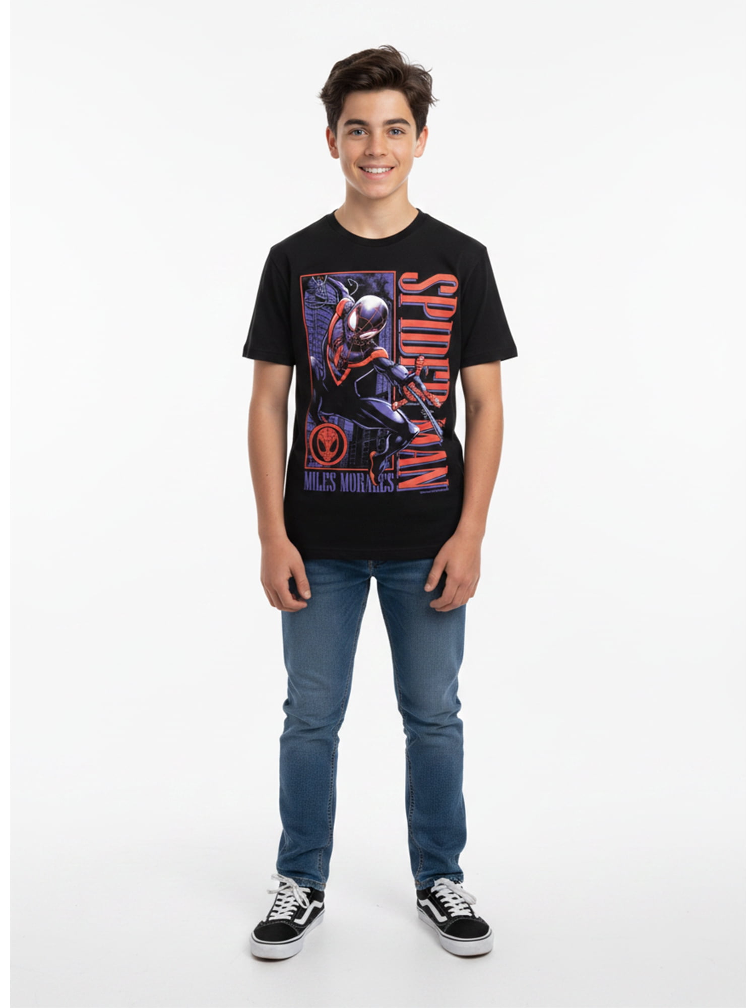 Marvel Spider-Man, Boys' & Big Boys' Graphic T-Shirt, Miles Box, Sizes 4-18