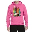 thumbnail image 2 of Trippy California Redwoods Forest Fox Silhouette | Mens Fashion Hooded Sweatshirt Graphic Hoodie, Neon Pink, Large, 2 of 4