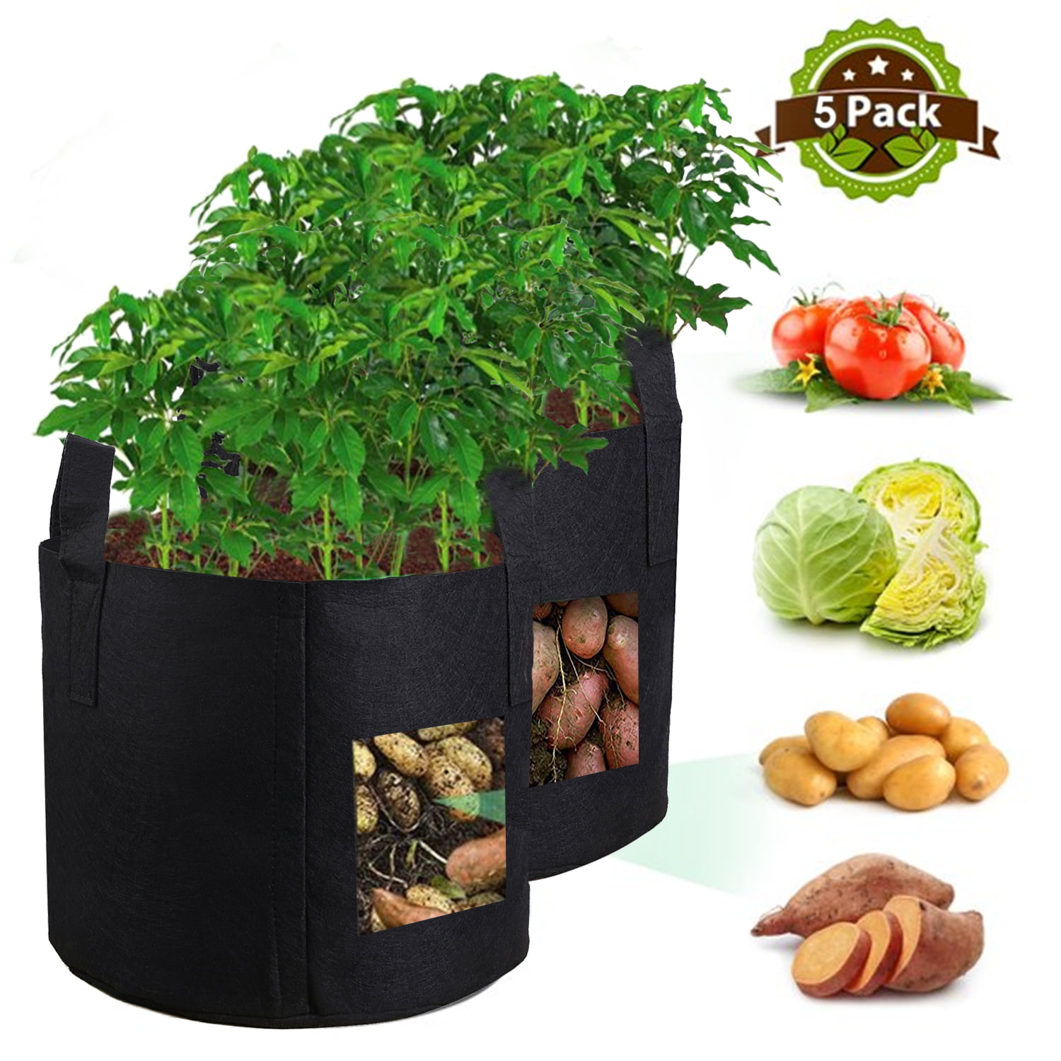 Details about   5 Gallon Durable Fabric Grow Bag Garden Plant Container by Wonder Pot USA! 