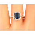 thumbnail image 3 of HeartsAndYou 4ct Emerald Cut Natural Sapphire & Moissanite Halo Ring 18K 14k SOLID White Gold, 3 of 9