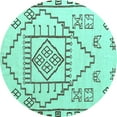 thumbnail image 1 of Ahgly Company Machine Washable Indoor Round Solid Turquoise Blue Modern Area Rugs, 5' Round, 1 of 4