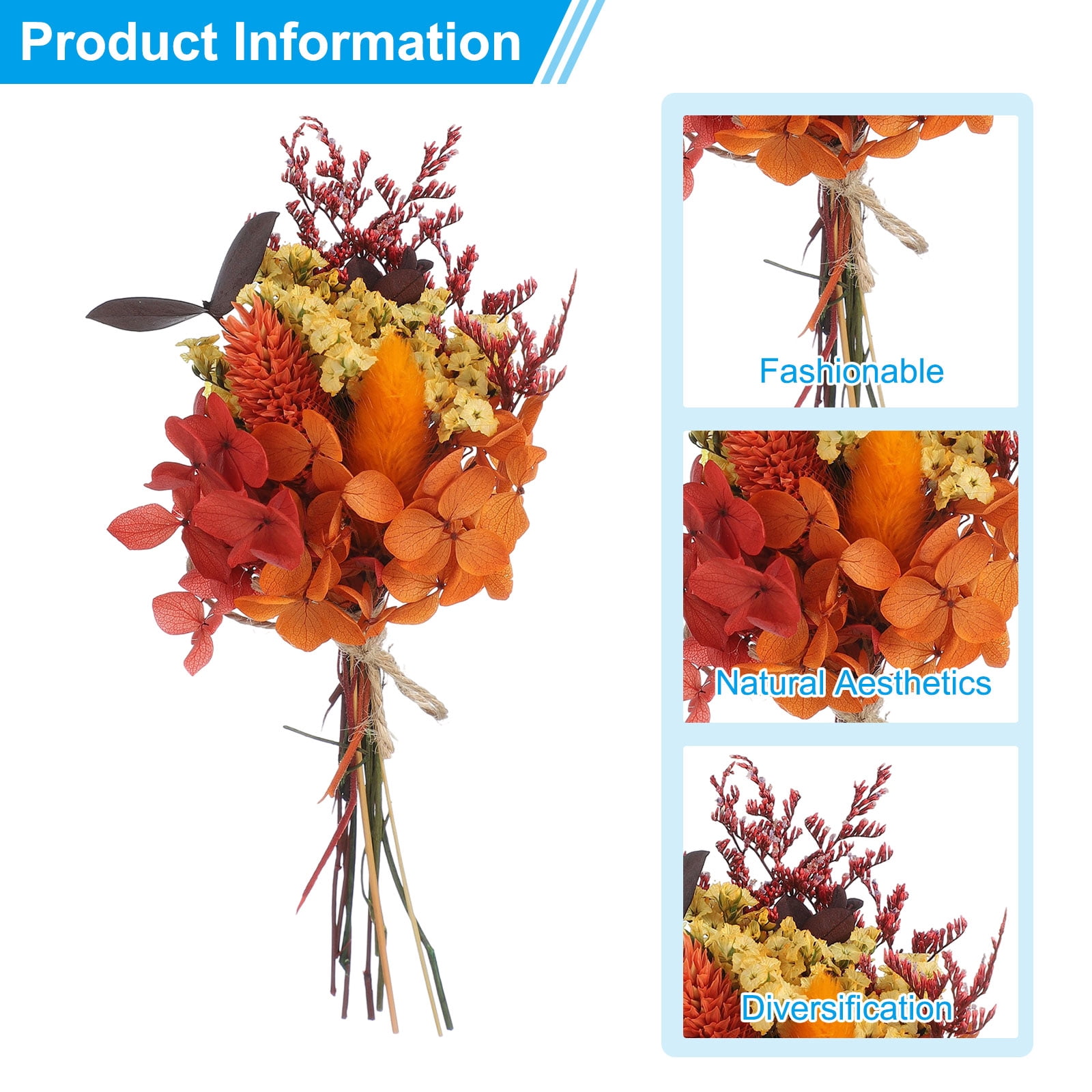 Uxcell Mini Dried Flower Bouquet, Pampas Grass Natural Wildflower Decor, Purple