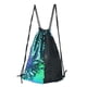 thumbnail image 1 of Mochila con cordón Paquete de lentejuelas de piel sintética para mujer Bolsa de almacenamiento para deportes al aire libre, Verde Negro Noticed AP001152-01B, 1 of 7