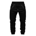thumbnail image 5 of Njagoc3 Plus Size Pants for Men | Drawstring Cuffed Joggers with Zippered Side Pockets & Seam Detail | Relaxed Loose Fit for Fall Daily Wear & Outdoor Activities，Black，M, 5 of 6