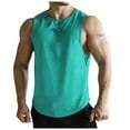 thumbnail image 2 of Men's Cotton Blend Sleeveless Muscle Shirts, Sizes S-3X Cyan XL, 2 of 3