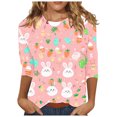 thumbnail image 3 of Feancey 3/4 Sleeve Easter Tops for Women Loose Fit Trendy Eggs Print Blouse Spring Summer Casual Bunny Graphic T Shirts 2025 Trendy Holiday Tee Top Spring Clearance Sale Pink 3XL, 3 of 6