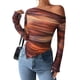 thumbnail image 1 of Blusa PRETTYGARDEN Otoño 2025 con Escote Bardot y Teñido Anudado Marrón S, 1 of 9