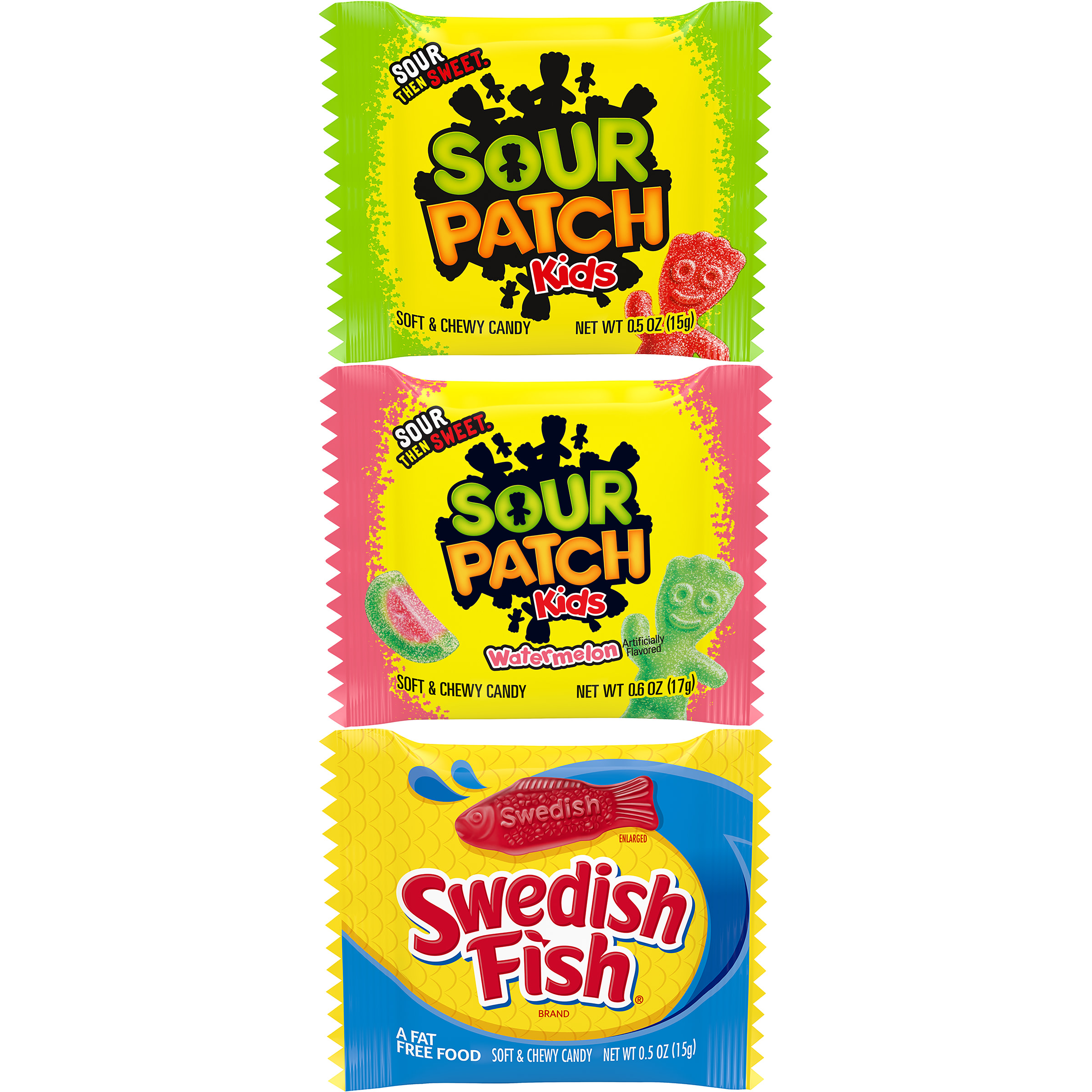 SOUR PATCH KIDS Candy (Original and Watermelon) and SWEDISH FISH Candy Halloween Candy Variety Pack, 1 - 100 Trick or Treat Snack Packs - image 3 of 20