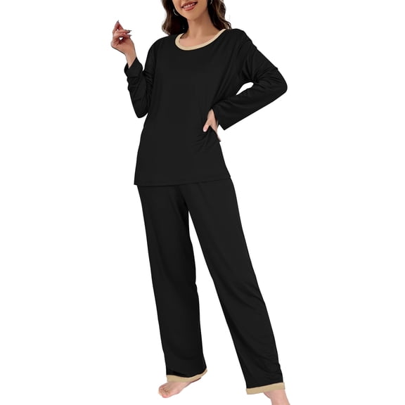 MecTo Pajamas for Women Sets 2 Piece Soft Pj Set Long Sleeve Top with Long Pants Sleepwear Lounge Set