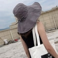 thumbnail image 4 of Lroveb Bucket Hats for Women Oversized Brim Face Fisherman Hat Female Summer Outing Sun Visor Sunscreen Day System Literary Artistic Hat, 4 of 5