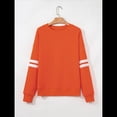 thumbnail image 4 of Sudadera Holgada A Rayas para Mujer (Otoño 2025), Cuello Redondo, Larga, Informal, con Bloques de Color Naranja M, 4 of 8