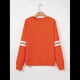 thumbnail image 4 of Sudadera Holgada A Rayas para Mujer (Otoño 2025), Cuello Redondo, Larga, Informal, con Bloques de Color Naranja S, 4 of 8