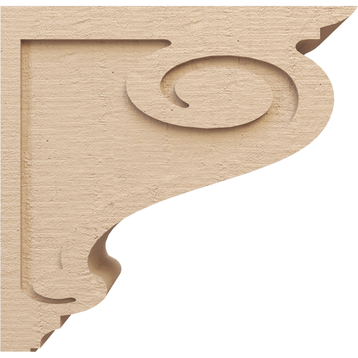 11"W x 22"D x 22"H Classic Scroll Rough Cedar Woodgrain TimberThane Corbel, Primed Tan