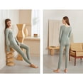 thumbnail image 4 of Sonducket Ropa térmica para mujer, ropa de dormir portátil de Color sólido con encaje a la moda, cálida, de manga larga, de repuesto para invierno y conjuntos de ropa Pantalón Marrón Oscuro Sonducket AP013761-03, 4 of 6