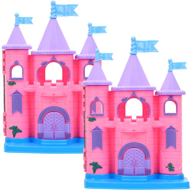2Pcs Mini Landscape Castle Plastic Castle Ornament Castle House Castle Model Pretend Play Toy