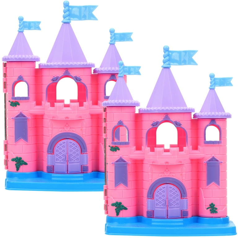 2Pcs Mini Landscape Castle Plastic Castle Ornament Castle House Castle Model Pretend Play Toy
