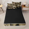 thumbnail image 4 of Castle Fairy Vintage Plaid Cabin Elk Bear Zipper Full Size Comforter Sets with Fitted Sheet and 2 Pillowcases,Pine Cone Spruce Zipper Bedding Set,Cream Olive Brown,Black Reversible,4pcs, 4 of 6
