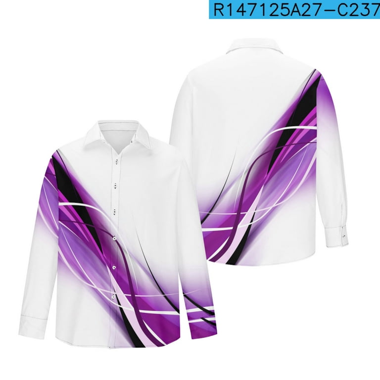 RTRDE Long Sleeve Shirts for Men, Golf Shirts Mens Tall Polo Shirts Shirts  White Men's Lapel Printed Casual Top Loose Sports Shirt Shirt Big and Shirts  Men (M, Black)
