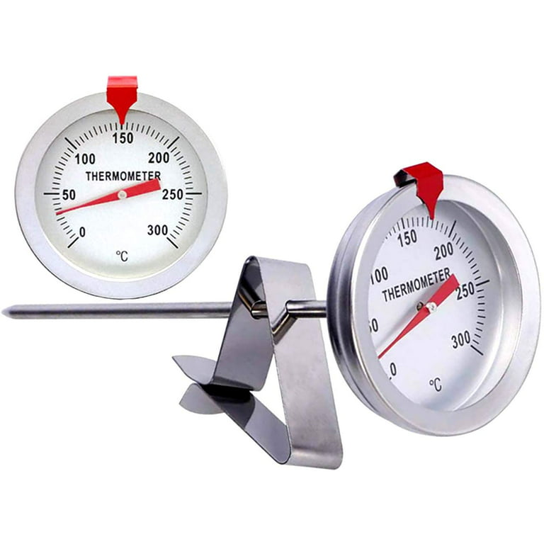 Frying Pan Thermometer High Temperature Oil Thermometer Food-Grade 304  Stainless Steel Candy Making Thermometer with Fixed Clip 