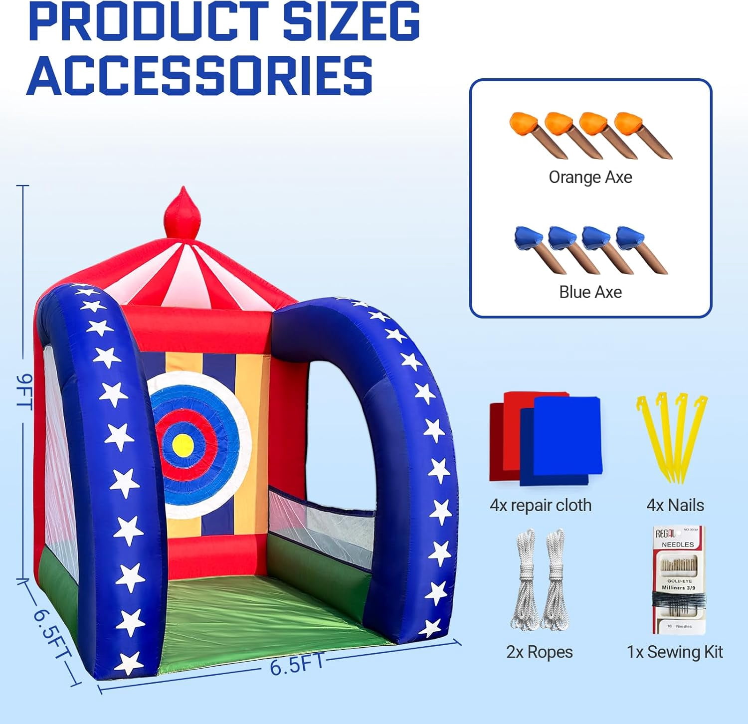 OZIS 6.5x6.5ft Inflatable Axe Throwing Game with Blower – Interactive Fun