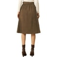 thumbnail image 3 of INSPIRE CHIC Women's Corduroy Skirt High Waist Button Front Belted Midi Skirt S Coffee, 3 of 6
