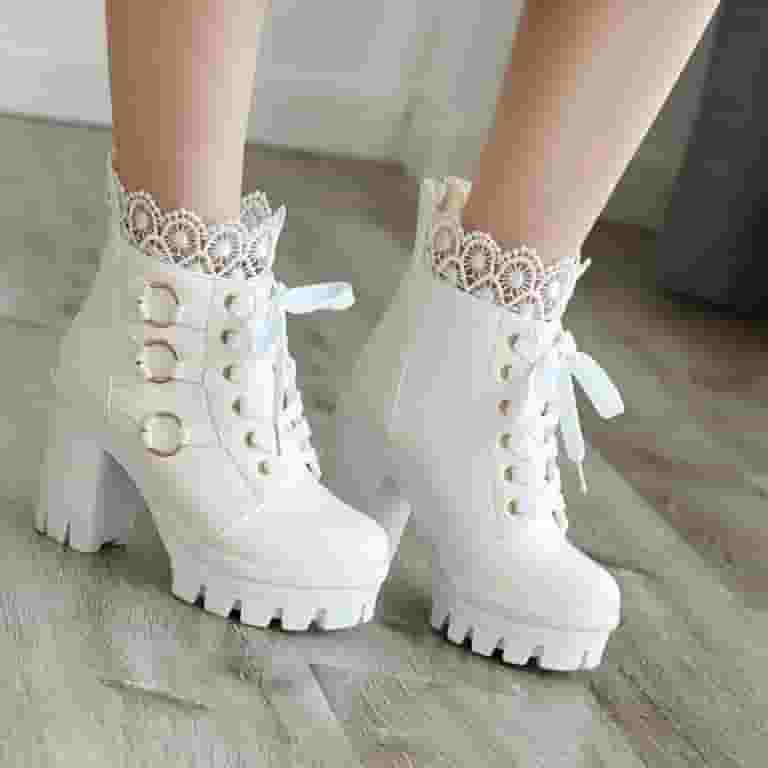 Hvyesh Women's Platform Combat Boots Fashion Lace Leather Hvyesh Women's Platform Combat Boots Fashion Lace Leather