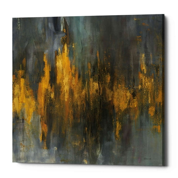 Epic Graffiti  "Black and Gold Abstract" by Danhui Nai, Giclee Canvas Wall Art - 37" x 37"