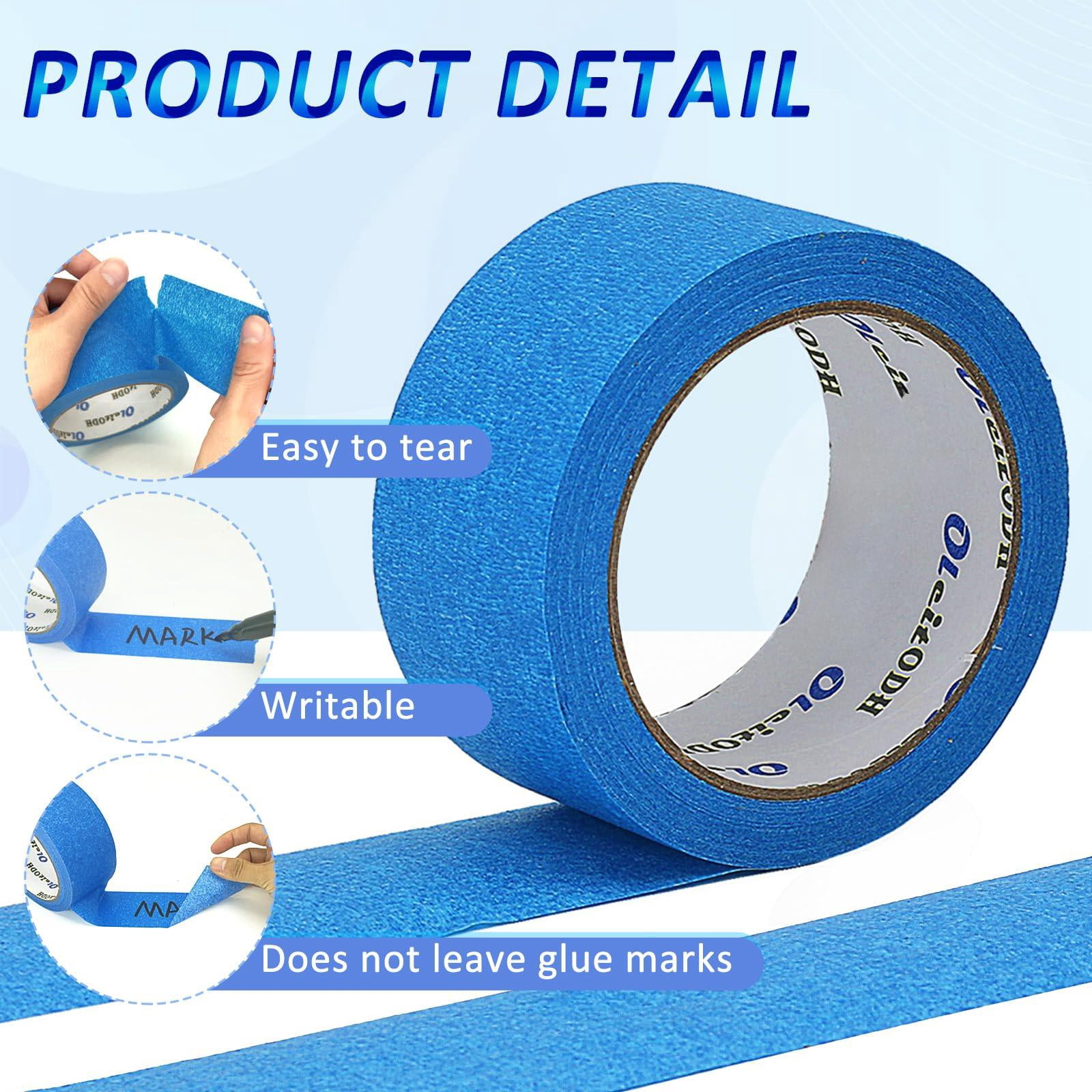 12 Rolls Blue Painters Tape Bulk 2 Inch X 660 Yards  Masking No Wall Painting Artist Trim Edge Finishing For Decoration Diy Supplies