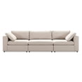 thumbnail image 2 of Tesla Mid-Century Modern L-Shaped Pillow Back Fabric Modular Sectional in Beige, 2 of 5