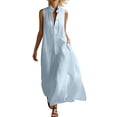 thumbnail image 2 of Uscallm Women's Collared Sleeveless Button Down Maxi Dresses Flowy Casual Long Boho Beach Vacation Sundresses, Light Blue S, 2 of 7