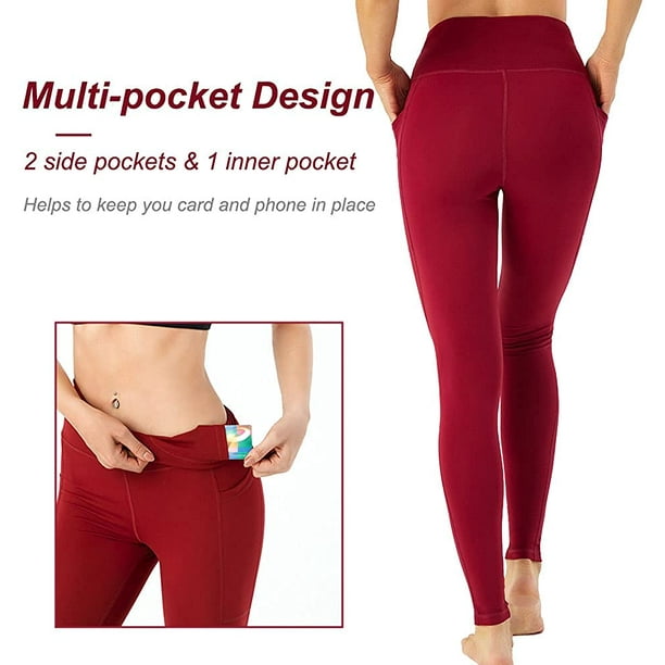 LANBAOSI Women High Waisted Yoga Leggings with Pockets Female Tummy Control  Non See Through Workout Athletic Running Yoga Pants Size XL 
