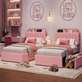thumbnail image 2 of Bingirl Pink Twin - XL Boucle Upholstered Platform Bed with 2 Storage Drawers, Bookcase Headboard, Noise - Free Feature, Easy Assembly, and No Box Spring Requirement, Ideal for, 2 of 8