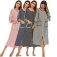thumbnail image 4 of destyer Robe de Nuit en Polyester pour Femmes Col Rond à Fermeture Éclair Cardigan Respirant Robe de Maison Bureau Vêtements de Nuit Bleu Foncé m, 4 of 9
